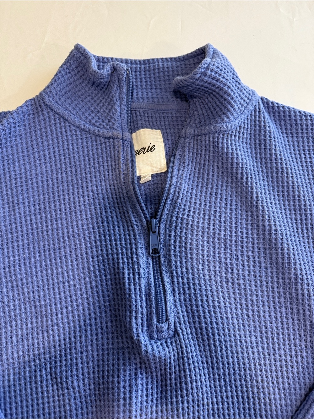 aerie Waffle-Knit Half-Zip Pullover in Periwinkle Blue - Picture 3 of 9